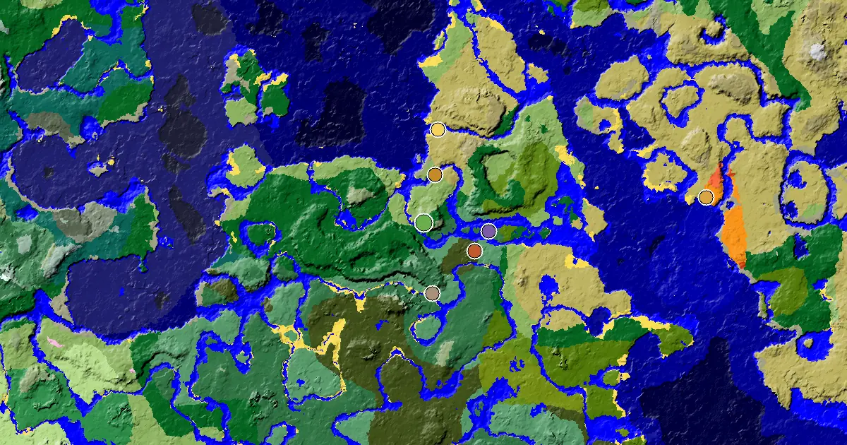 Forest Seed With a Woodland Mansion Nearby — biome and structure map