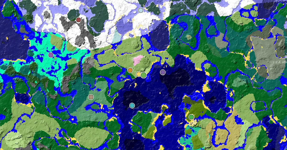 Plains Spawn — a Village Beside Spawn — biome and structure map