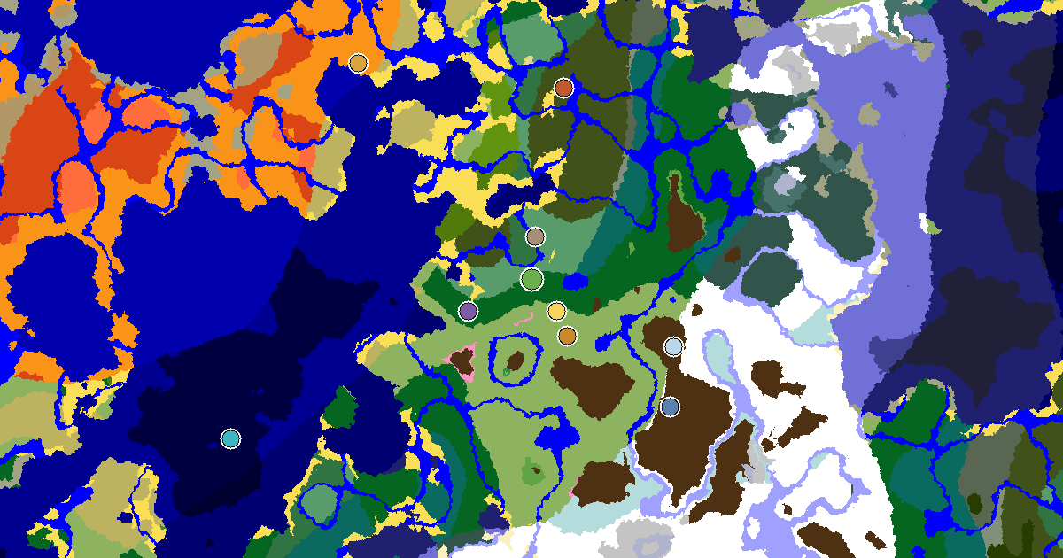 a Village Beside Spawn Near a Forest Spawn — biome and structure map around spawn