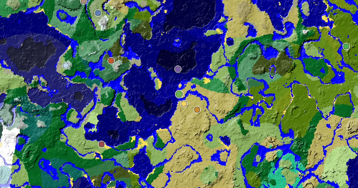 a Village Beside Spawn Near a Beach Spawn — biome and structure map