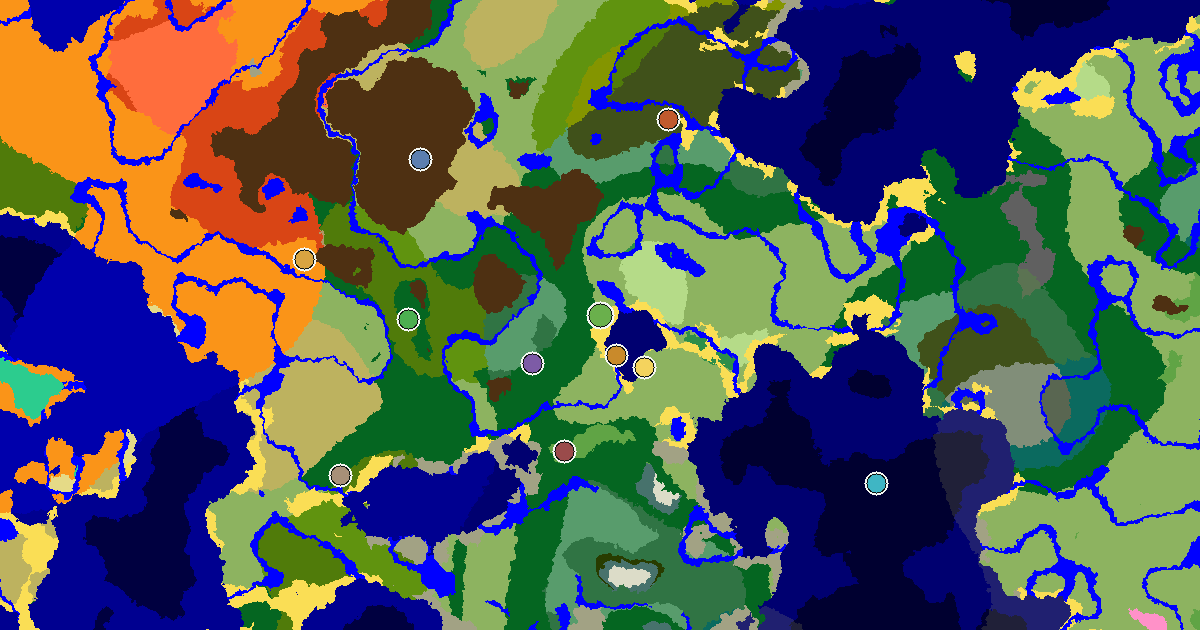Forest Seed With a Mansion Within Reach — biome and structure map around spawn