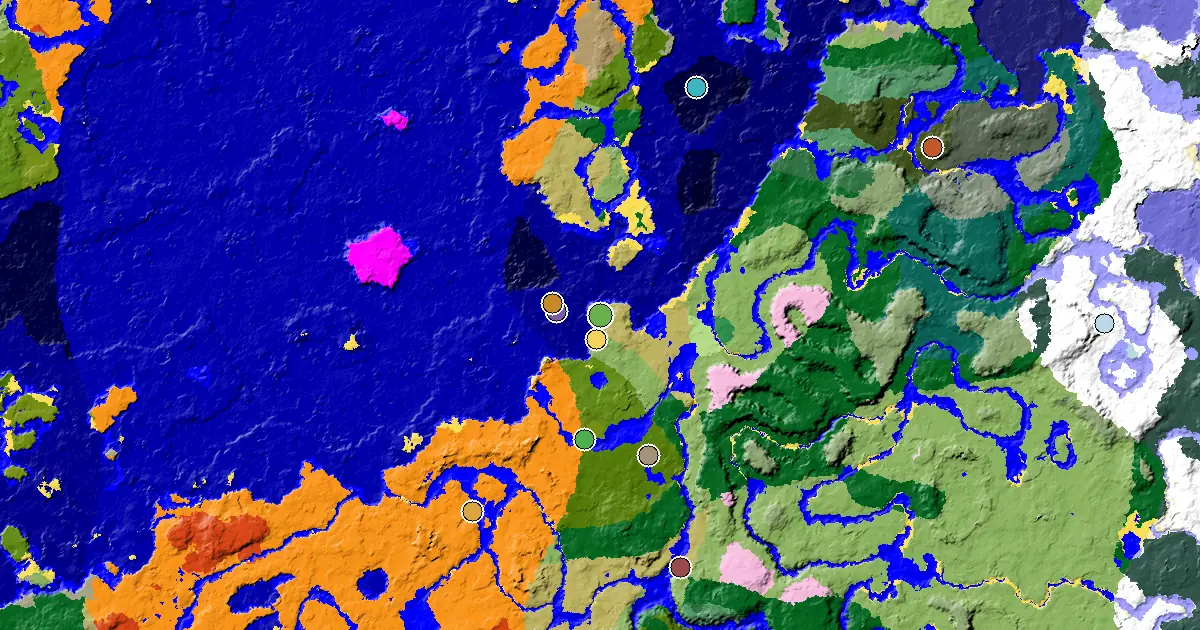 Savanna Seed With a Village Beside Spawn — biome and structure map