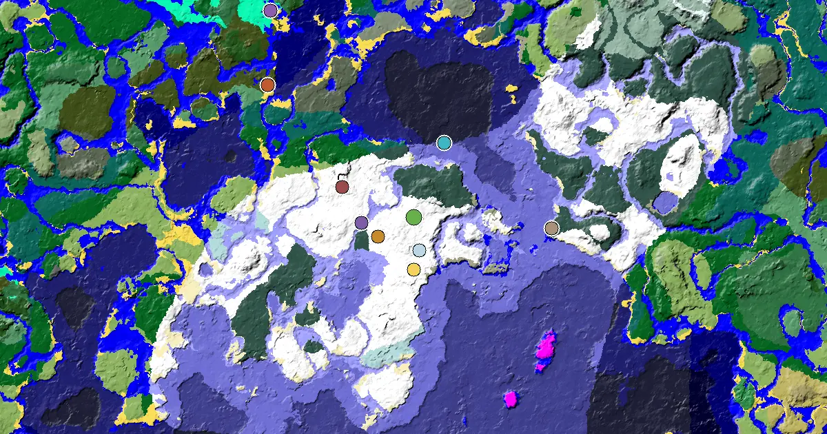 a Mansion Within Reach Near a Snowy Plains Spawn — biome and structure map