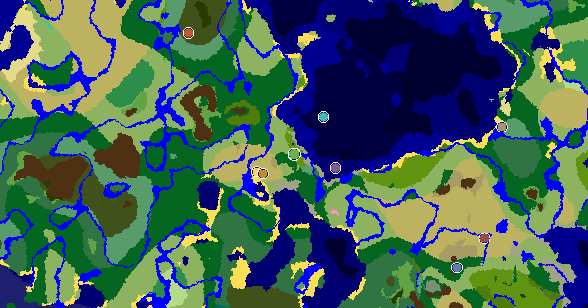 Sparse Jungle Seed With a Village Close to Spawn — biome and structure map