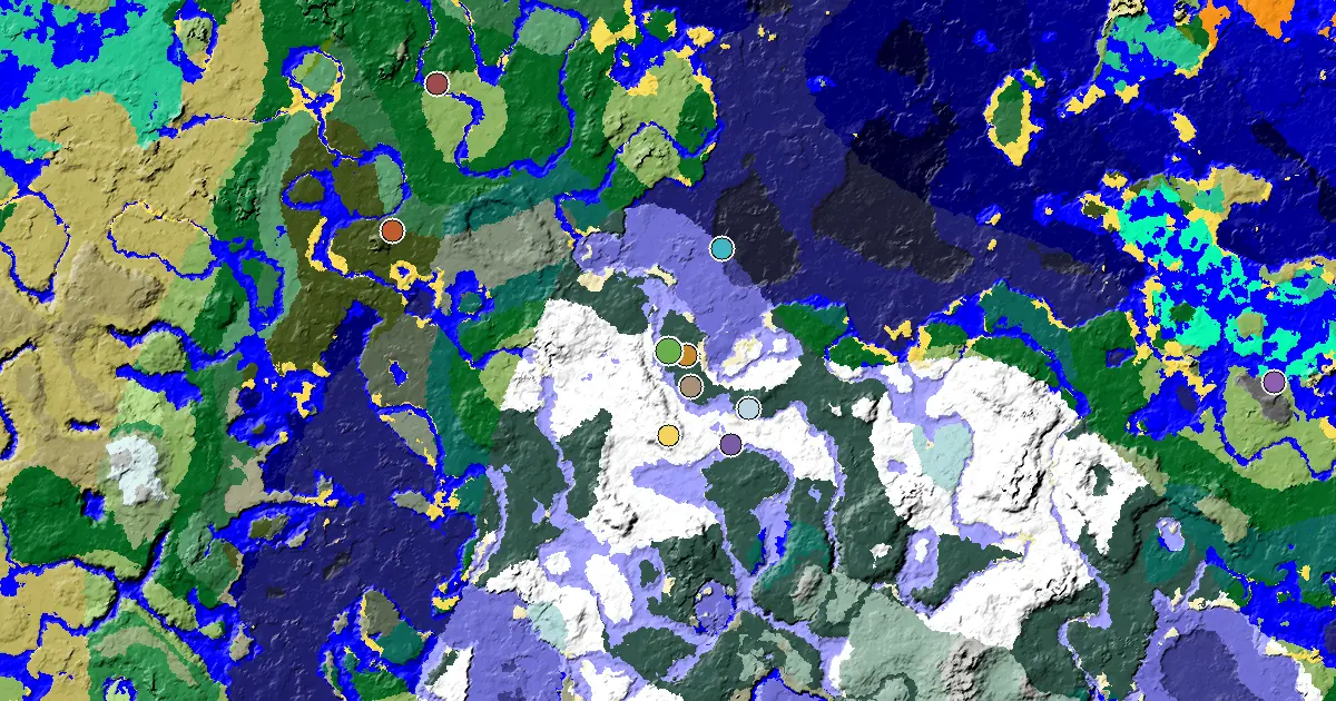 Snowy Taiga Seed With a Trial Chamber by Spawn — biome and structure map