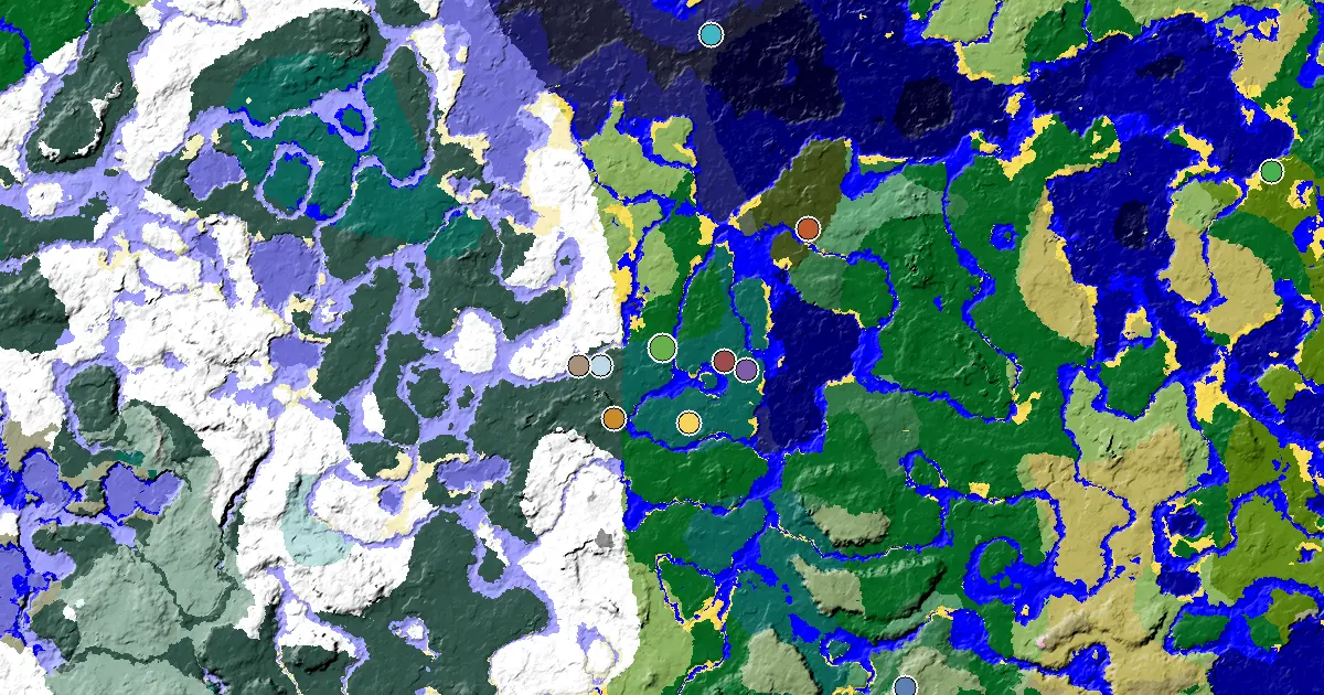 Taiga Seed With a Mansion Within Reach — biome and structure map