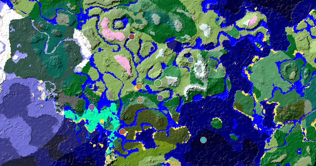 a Mansion Within Reach Near a Meadow Spawn — biome and structure map around spawn