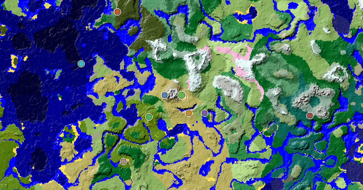 a Village at Spawn Near a Savanna Spawn — biome and structure map around spawn