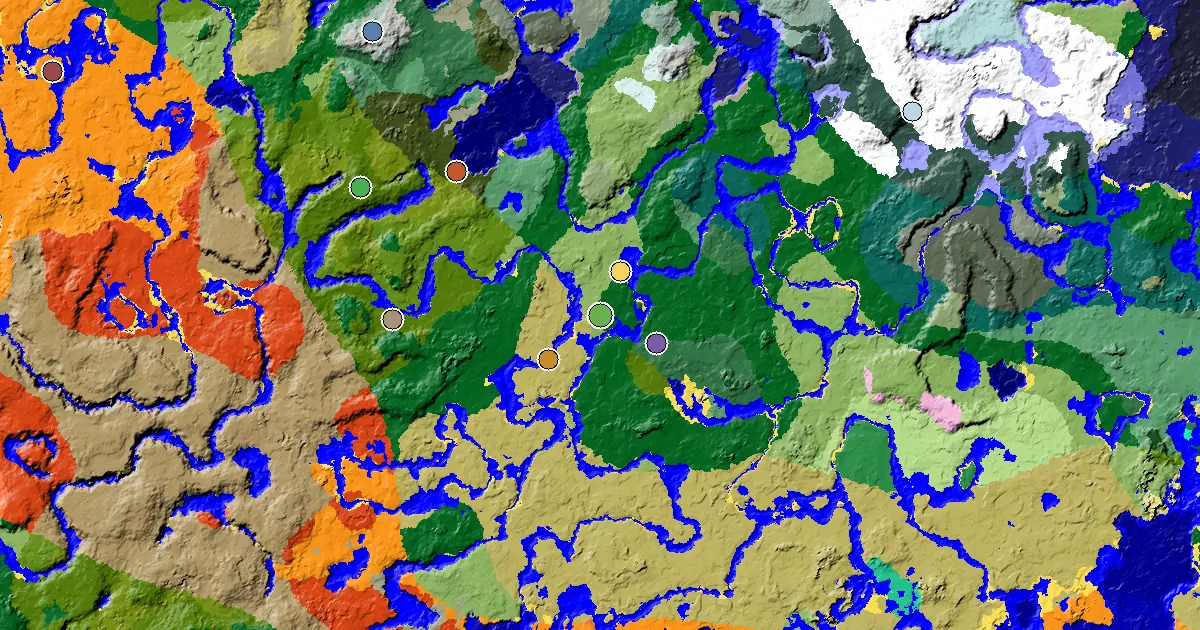 Forest Spawn — a Village Beside Spawn — biome and structure map