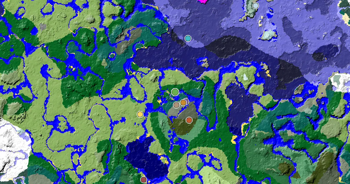 Forest Seed With a Woodland Mansion Nearby — biome and structure map