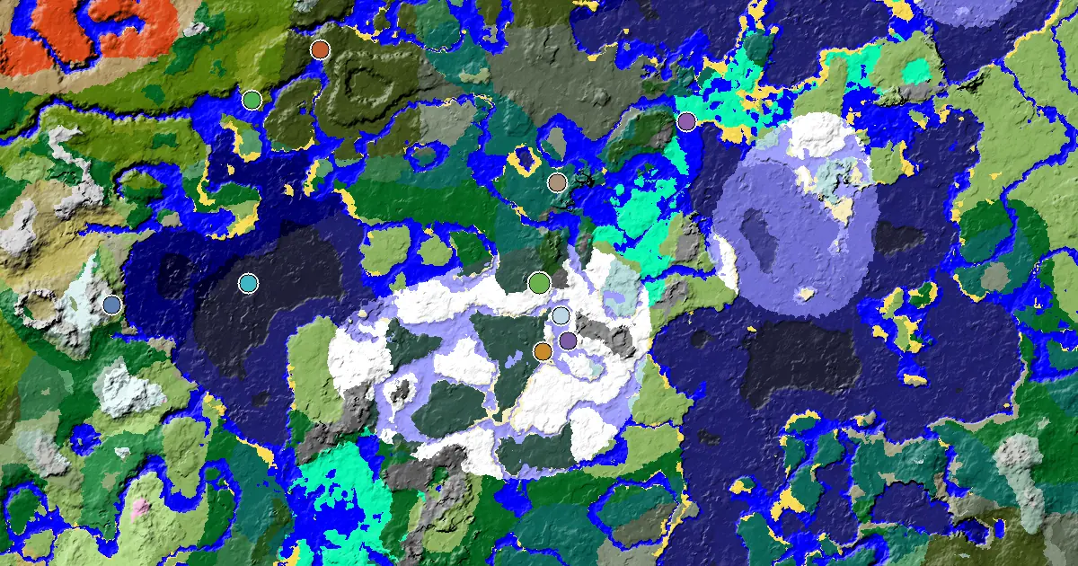 Snowy Plains Spawn — a Village at Spawn — biome and structure map