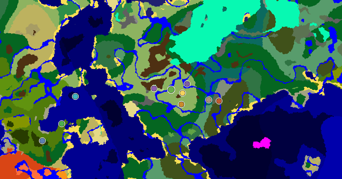 Plains Seed With a Village Beside Spawn — biome and structure map