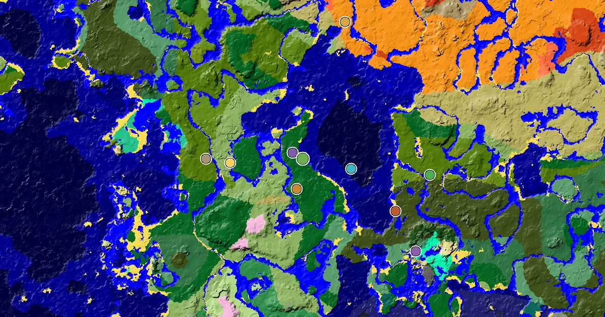 Forest Seed With a Mansion Within Reach — biome and structure map around spawn