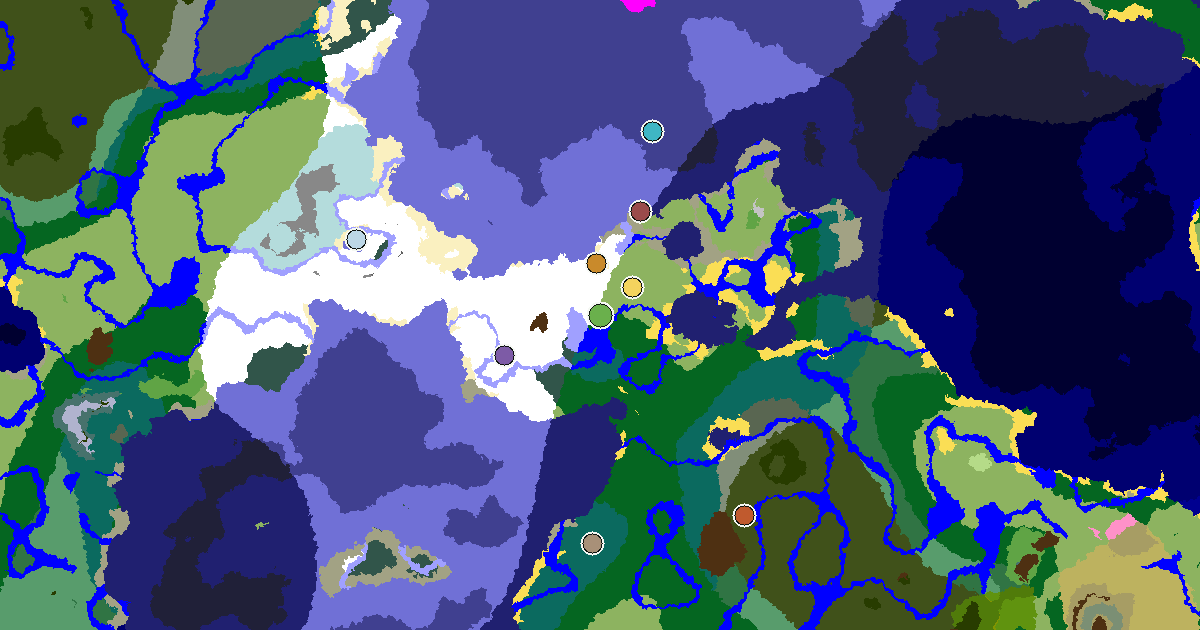 Forest Seed With a Village Beside Spawn — biome and structure map