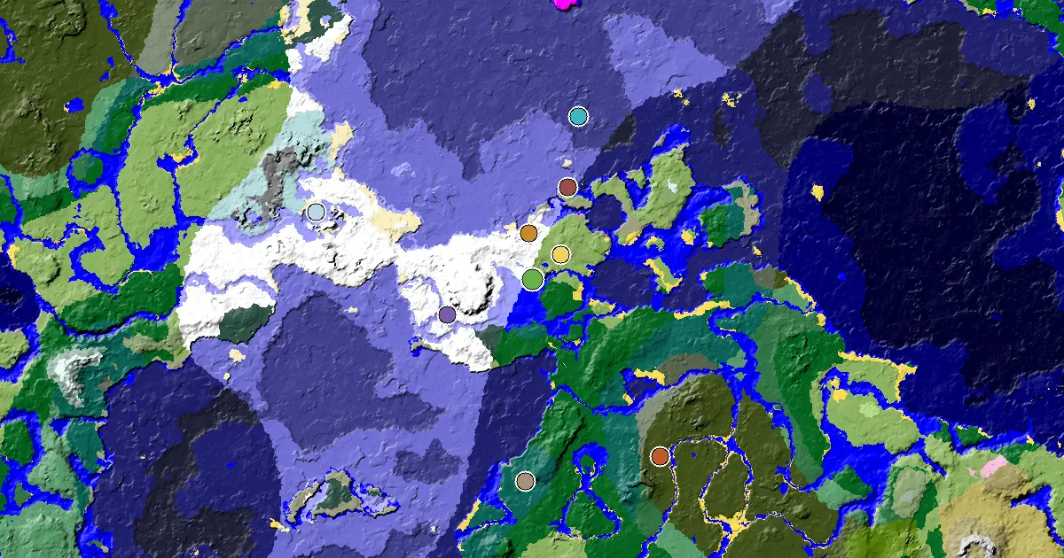 Forest Seed With a Village Beside Spawn — biome and structure map
