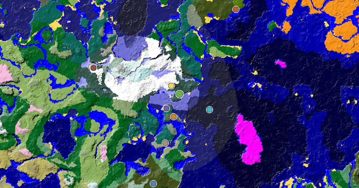 Minecraft Snowy Taiga Seed: a Village Beside Spawn — biome and structure map