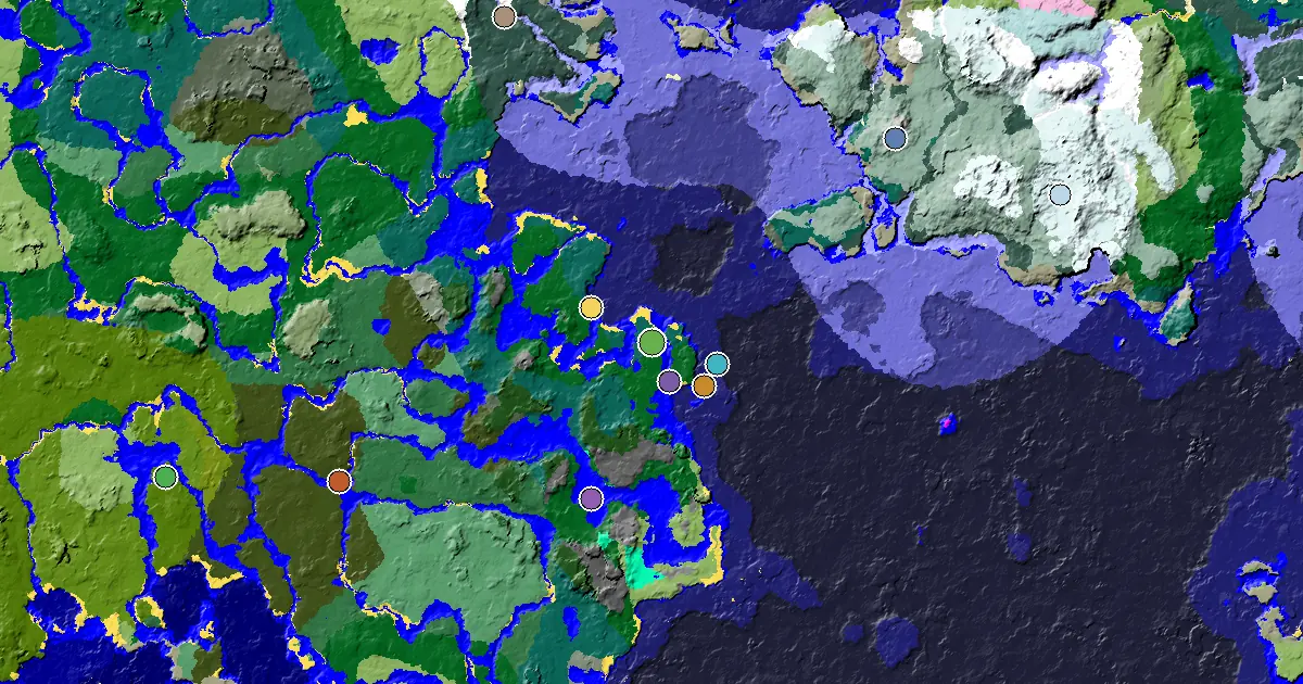 a Village Close to Spawn Near a Taiga Spawn — biome and structure map