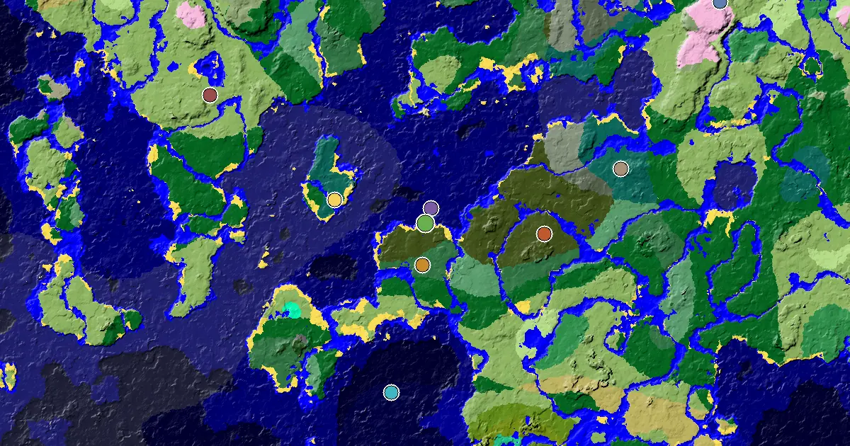 Minecraft Beach Seed: a Mansion Within Reach — biome and structure map