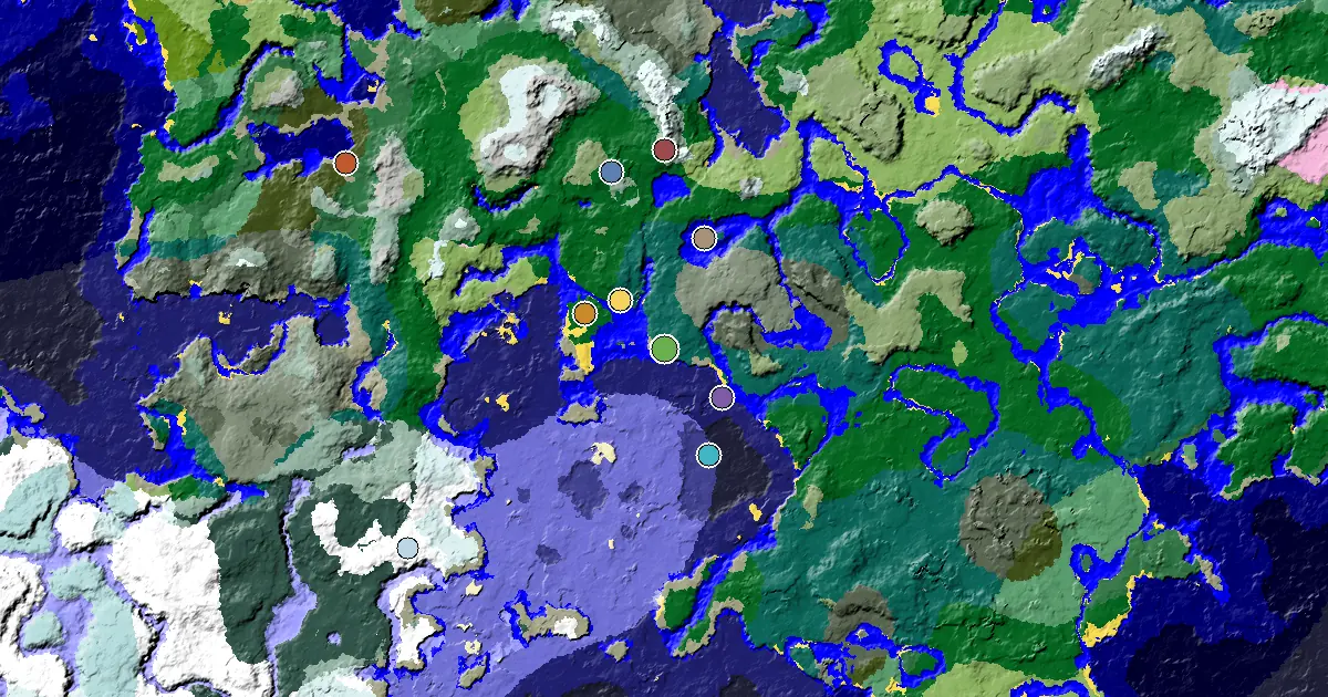a Village Close to Spawn Near a Taiga Spawn — biome and structure map