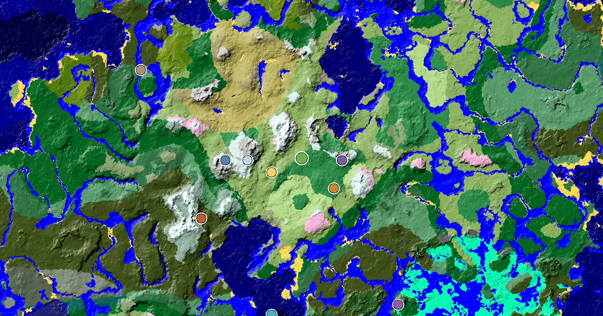Flower Forest Seed With a Mansion Within Reach — biome and structure map