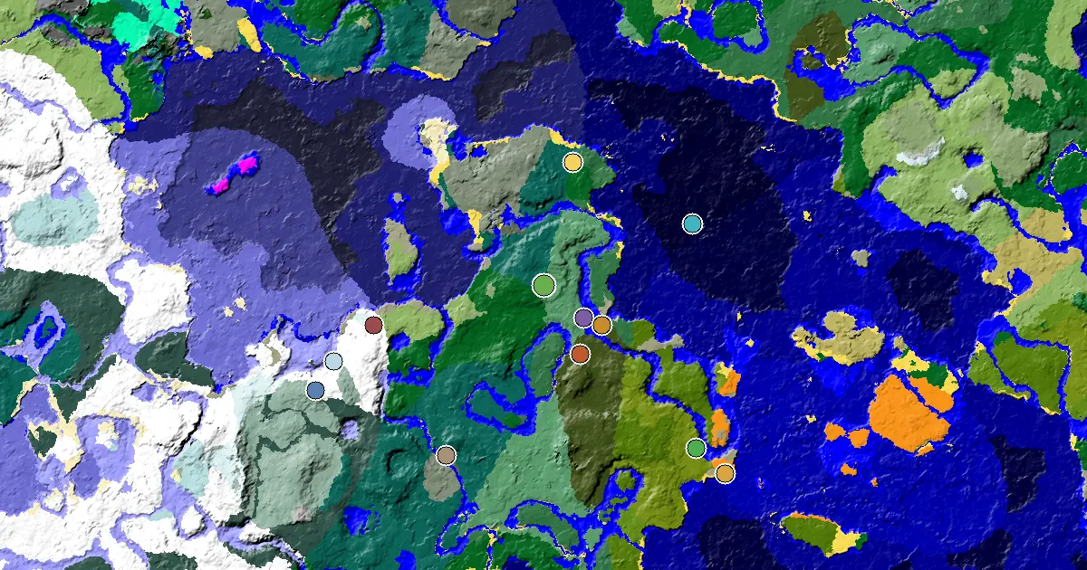 Taiga Seed With a Woodland Mansion Nearby — biome and structure map