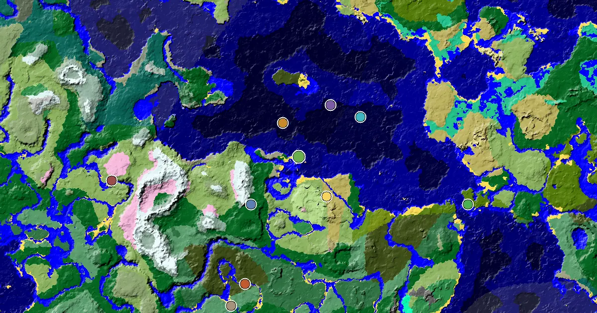 a Mansion Within Reach Near a Beach Spawn — biome and structure map around spawn