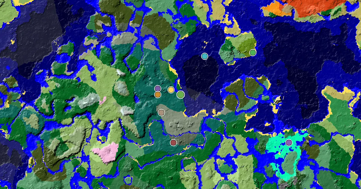 a Village Beside Spawn Near a Forest Spawn — biome and structure map