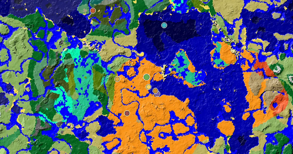 Minecraft Desert Seed: a Village Beside Spawn — biome and structure map