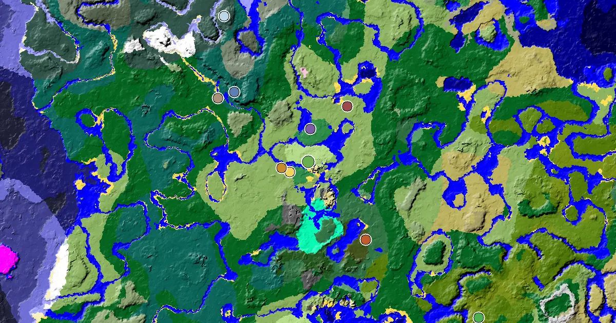 a Village Beside Spawn Near a Sunflower Plains Spawn — biome and structure map