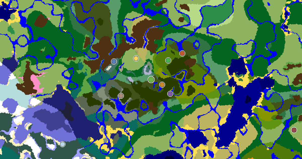 Dark Forest Spawn — a Mansion Within Reach — biome and structure map around spawn