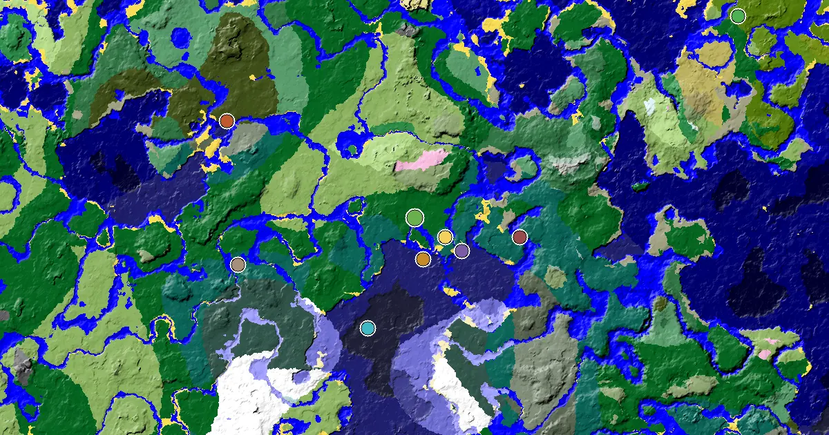 a Village Close to Spawn Near a Forest Spawn — biome and structure map