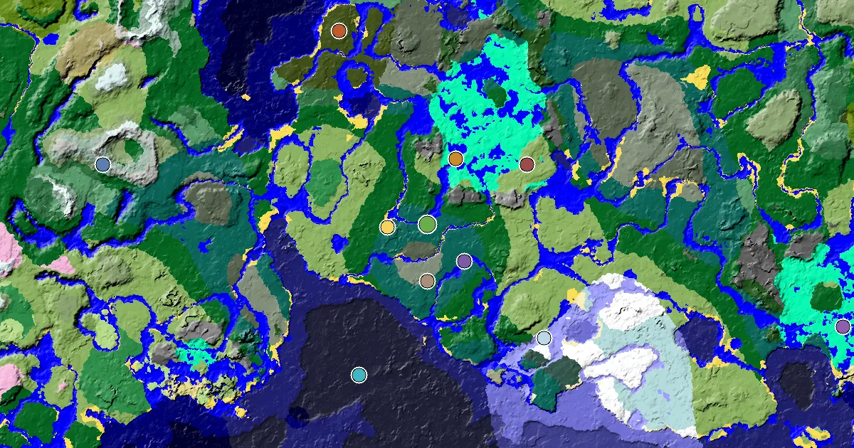 Minecraft Taiga Seed: a Mansion Within Reach — biome and structure map