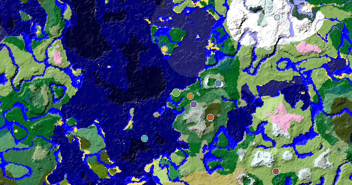 Forest Spawn — a Mansion Within Reach — biome and structure map around spawn