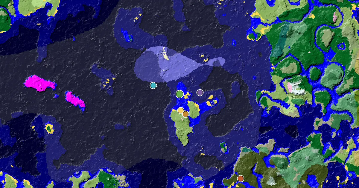 Beach Seed With a Village Close to Spawn — biome and structure map