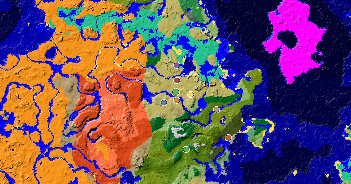 Minecraft Savanna Seed: an Ancient City Under Spawn — biome and structure map around spawn