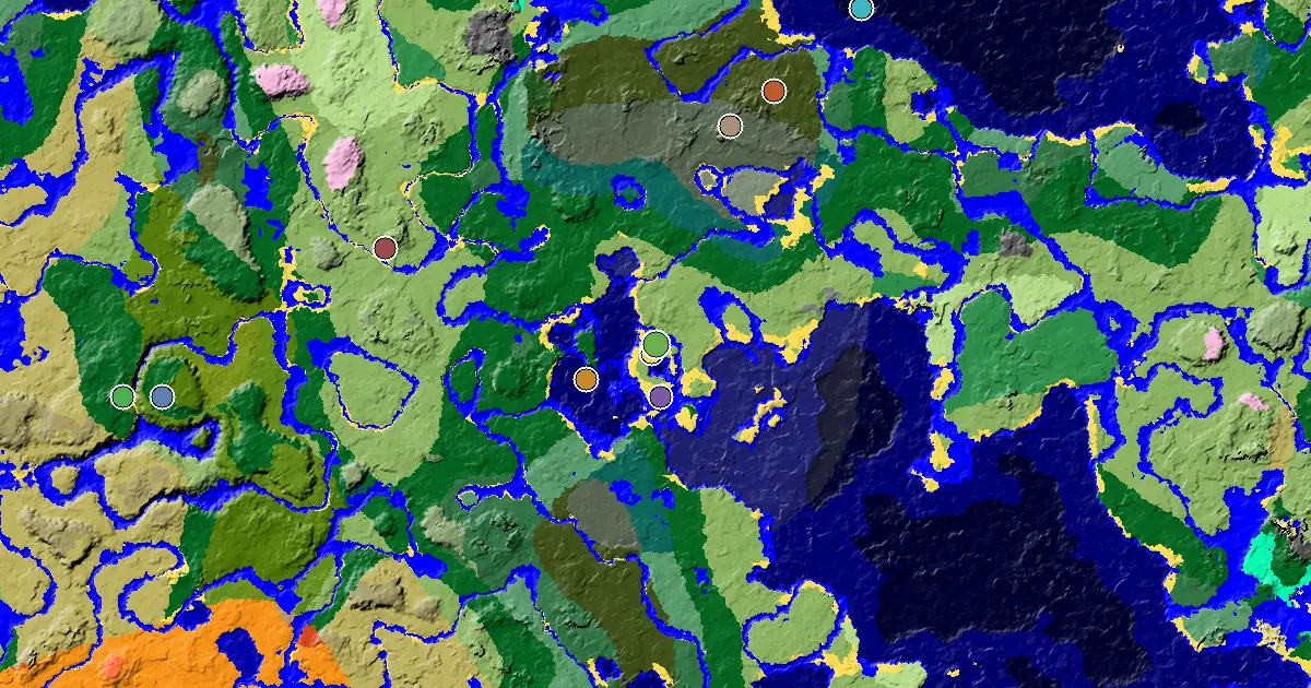 Plains Spawn — a Village at Spawn — biome and structure map