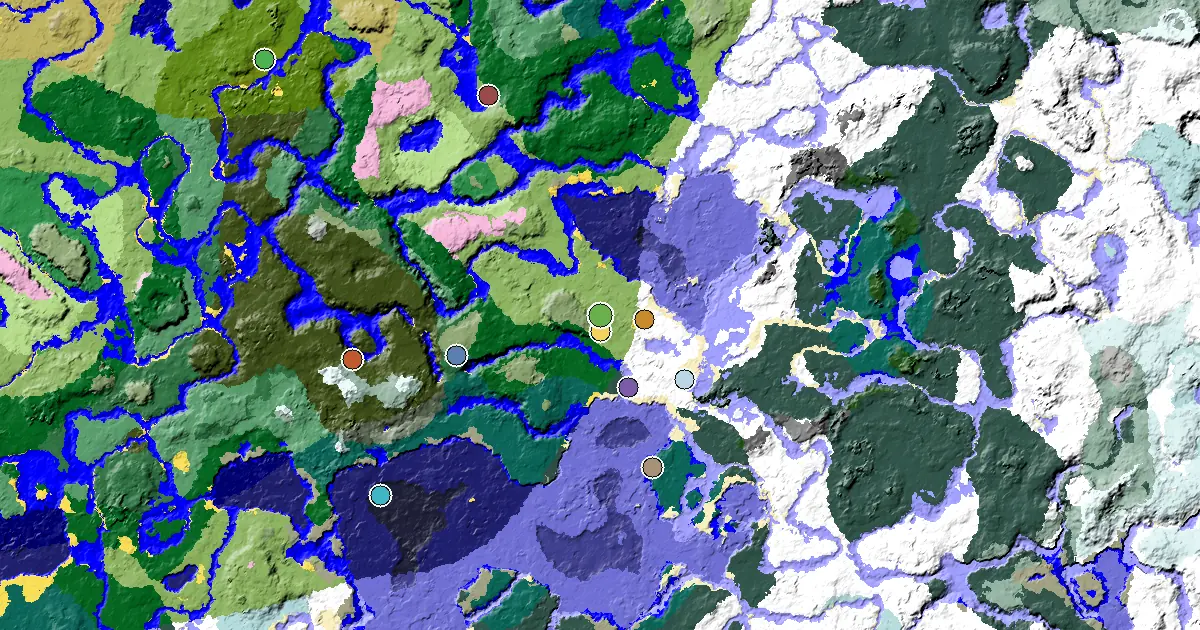 Plains Spawn — a Village at Spawn — biome and structure map