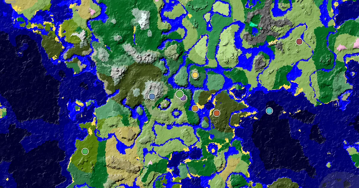 Meadow Seed With an Ancient City Under Spawn — biome and structure map