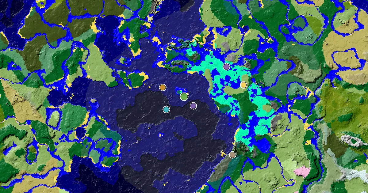 Beach Spawn — Great Structures Nearby — biome and structure map