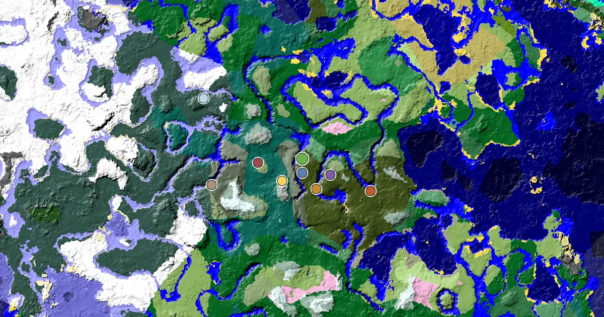 Minecraft Dark Forest Seed: an Ancient City Under Spawn — biome and structure map