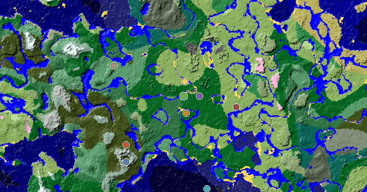 a Village Beside Spawn Near a Forest Spawn — biome and structure map