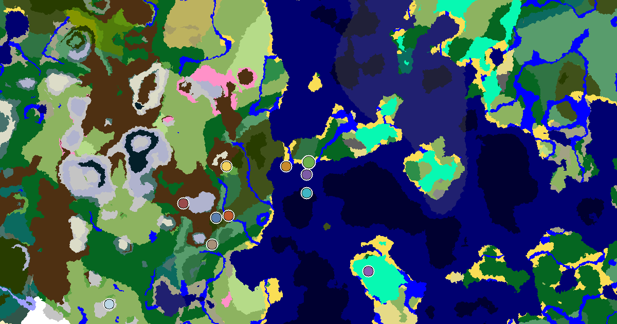a Mansion Within Reach Near a Beach Spawn — biome and structure map around spawn