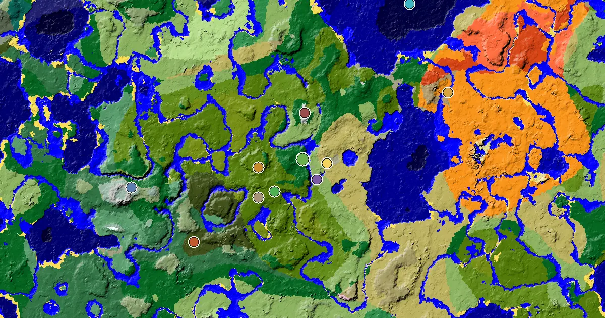 Forest Spawn — a Village Beside Spawn — biome and structure map