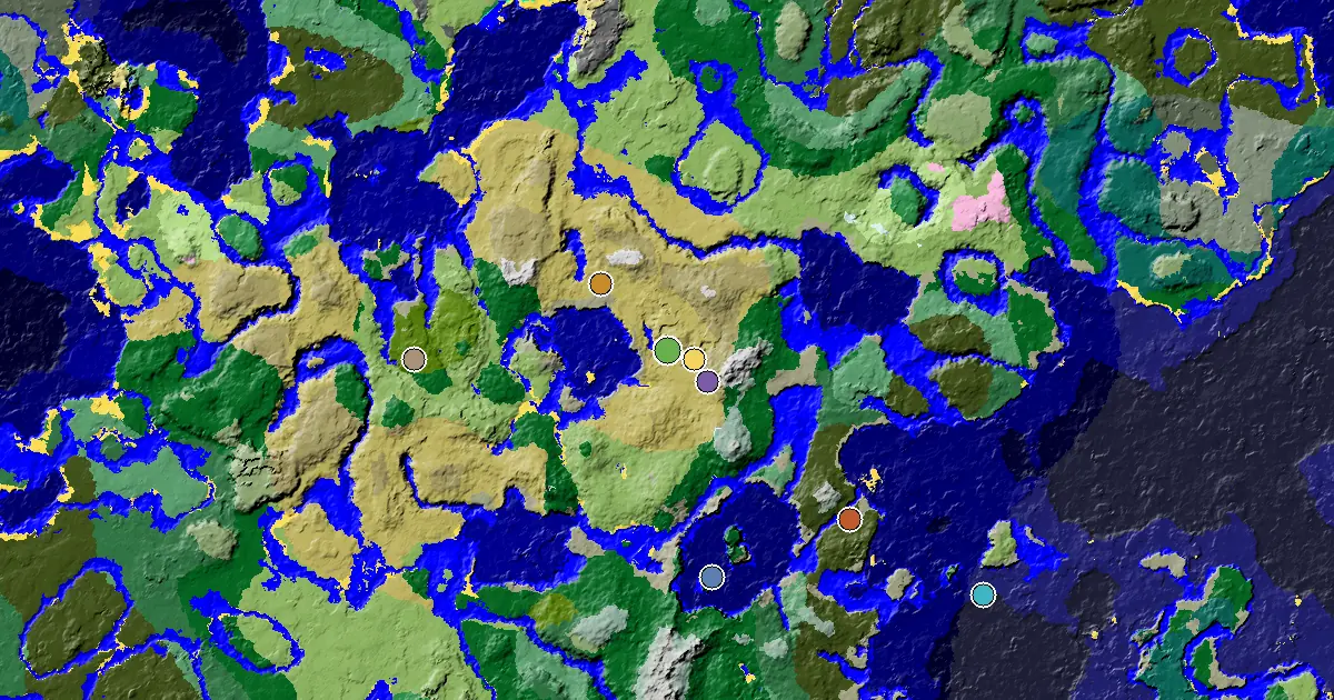 Savanna Spawn — a Village Beside Spawn — biome and structure map