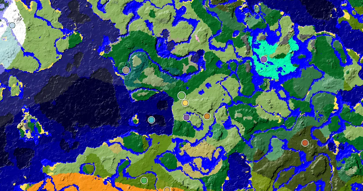 a Village Beside Spawn Near a Forest Spawn — biome and structure map