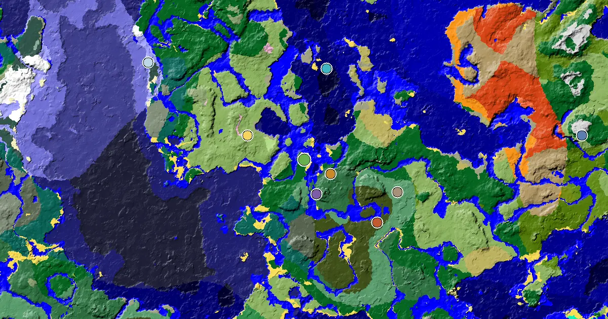Minecraft Beach Seed: a Mansion Within Reach — biome and structure map