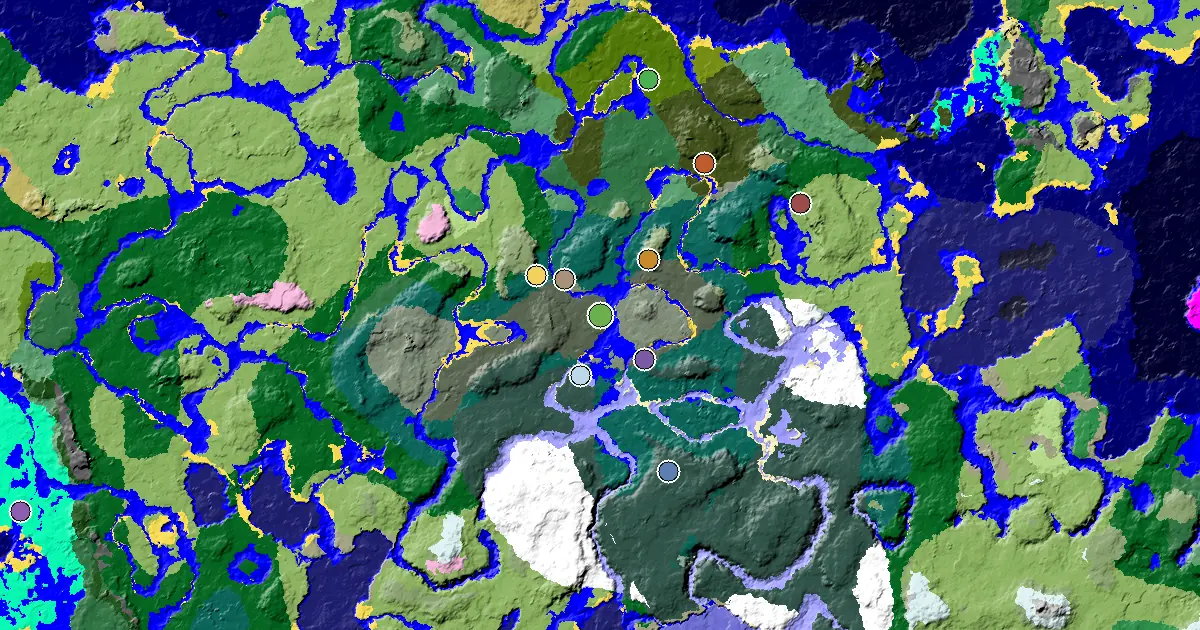 Minecraft Old Growth Pine Taiga Seed: a Mansion Within Reach — biome and structure map around spawn