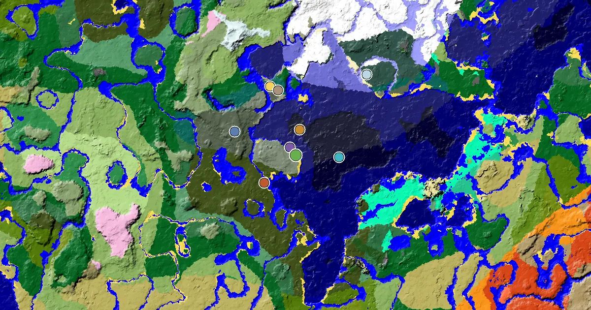 Old Growth Spruce Taiga Seed With a Woodland Mansion Nearby — biome and structure map