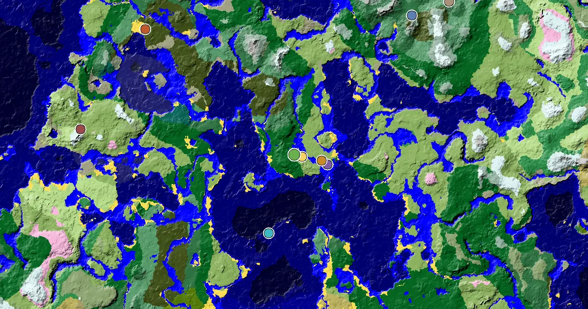 Forest Spawn — a Village at Spawn — biome and structure map