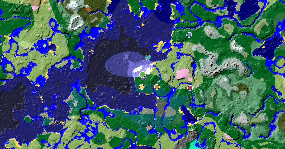 Snowy Taiga Spawn — a Village Close to Spawn — biome and structure map
